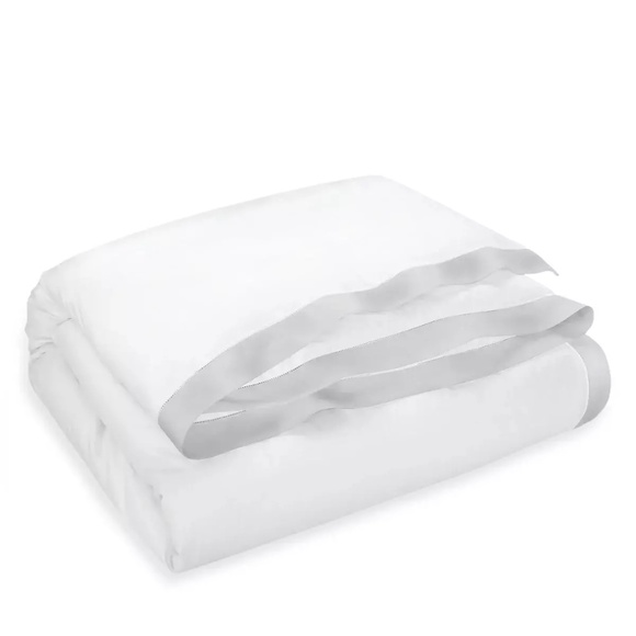 Ralph Lauren 624TC Organic Cotton Sateen Border King Duvet Cover $470 Platinum - Picture 2 of 5